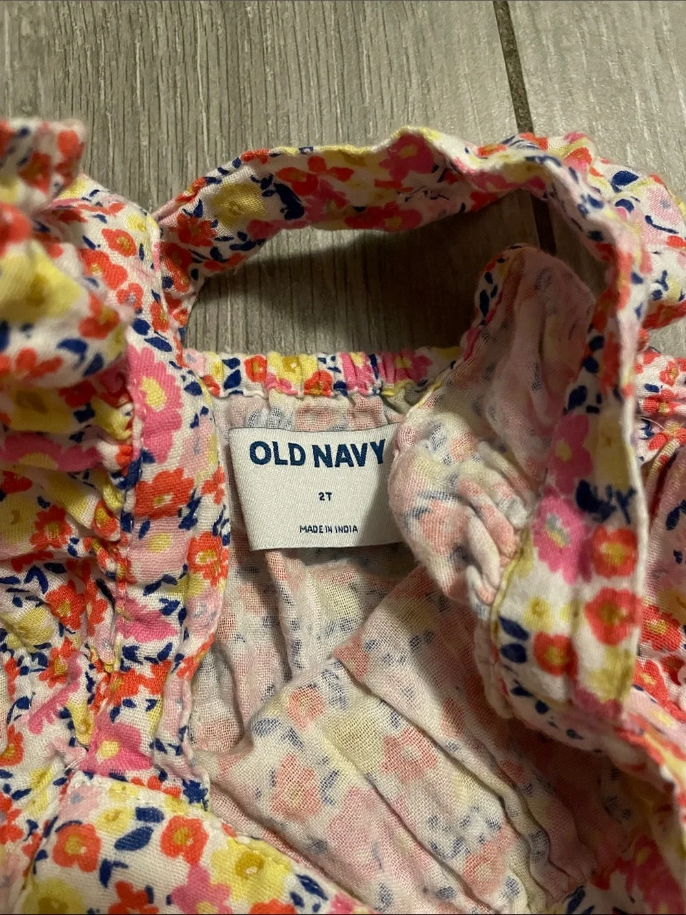 Old Navy Floral Ruffle-Strap Tank Top in Pink, Yellow & Blue